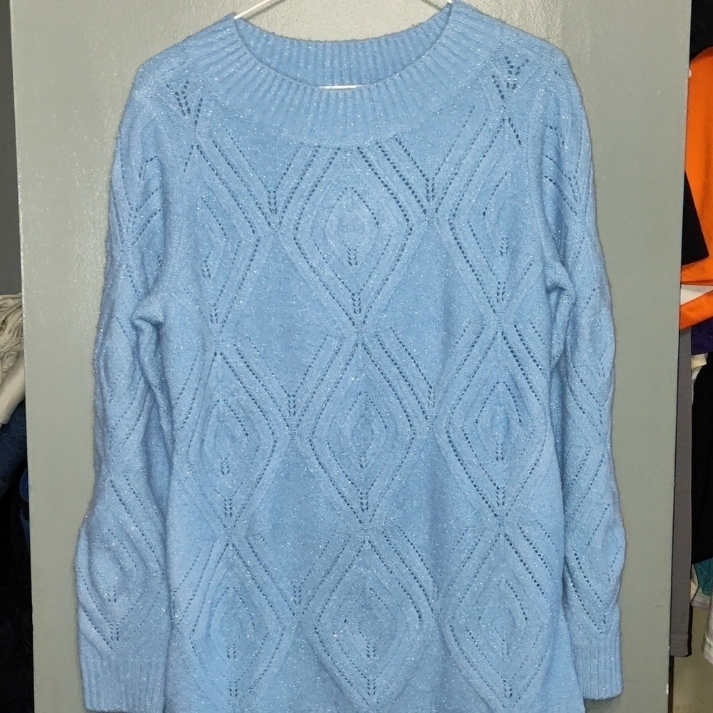 Talbots Knit Sweater blue sparkly size extra small - Picture 2 of 7